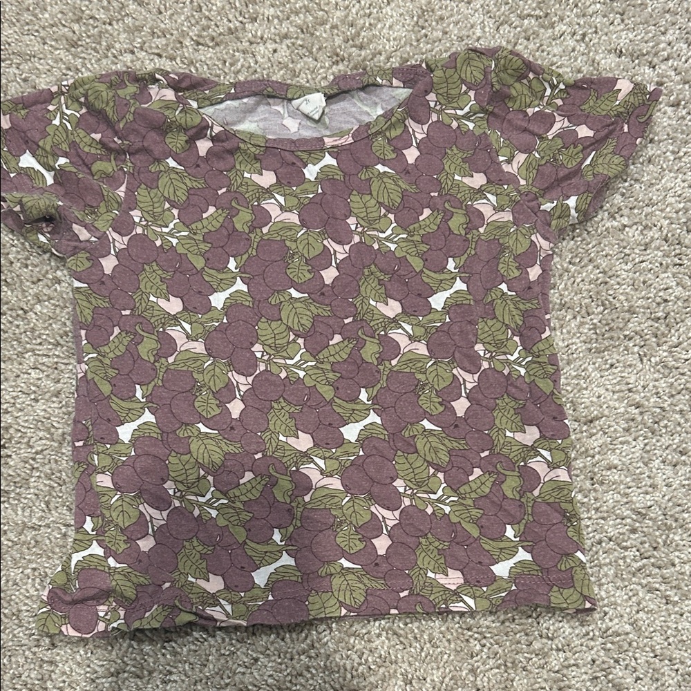 Kate Quinn Purple and Green Floral Kids Tee
